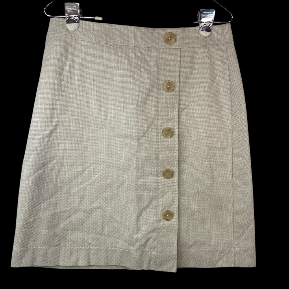 Ann Taylor Classic Beige Button-Front A-line Lined Skirt Women’s Size 6T